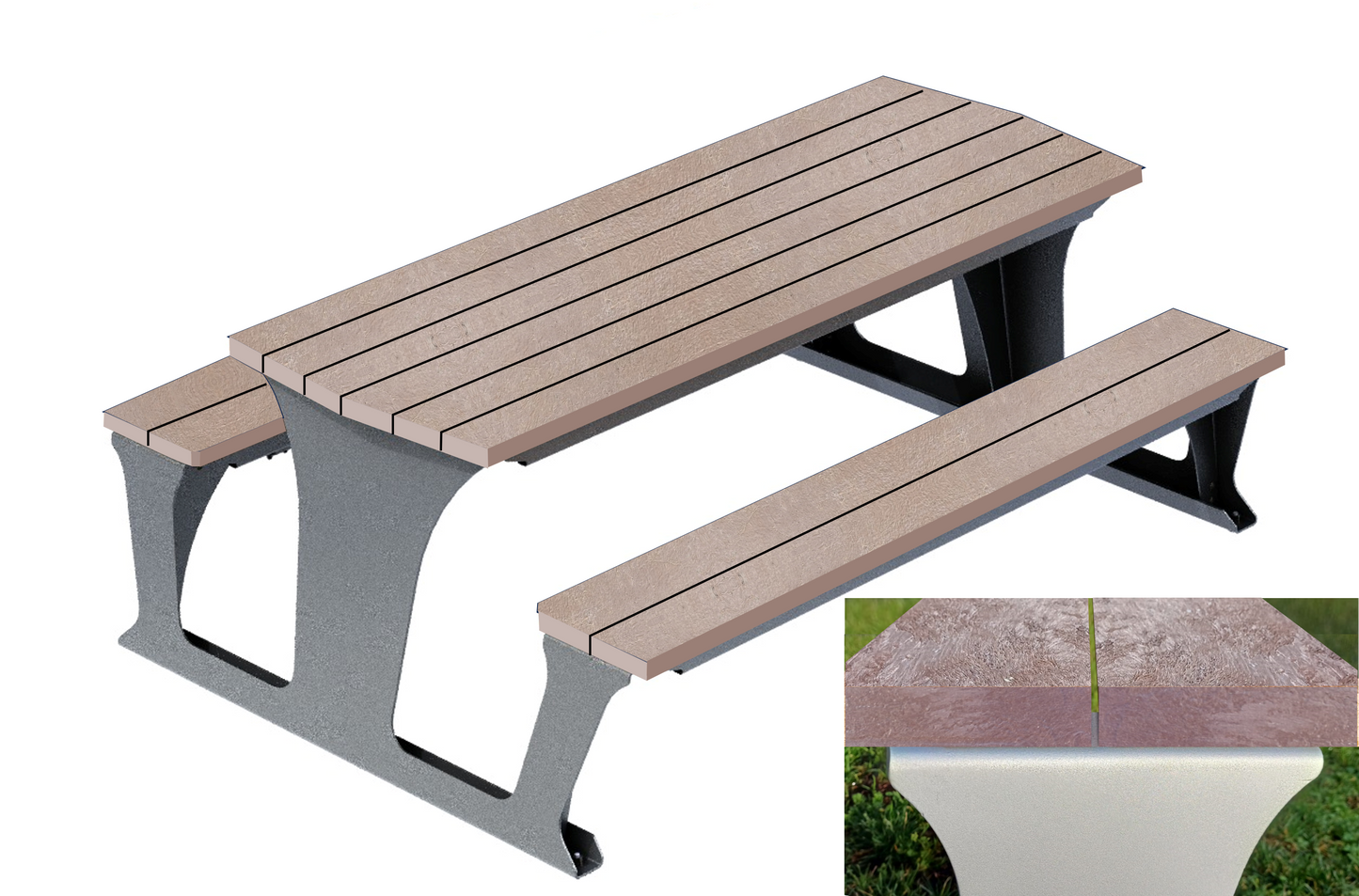 Picknicktafel Straight Gerecycled Kunststof